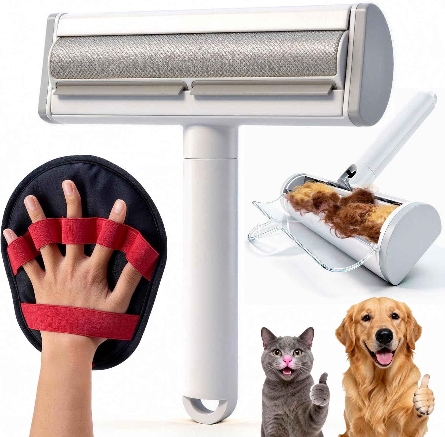 Pet Hair Rescue Kit with reusable roller and cleaning glove