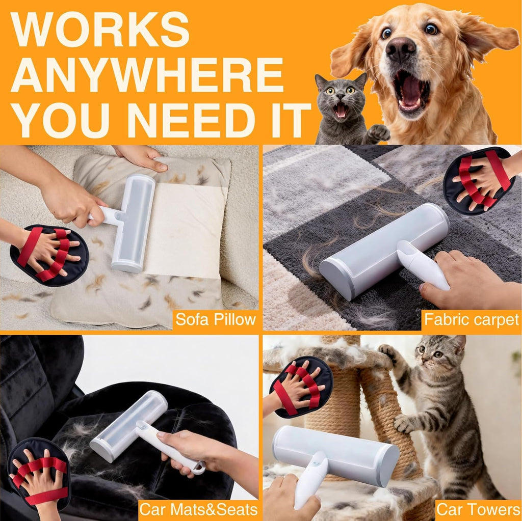 2 in 1 Pet Hair Removal Set, Reusable Dog Hair Remover
